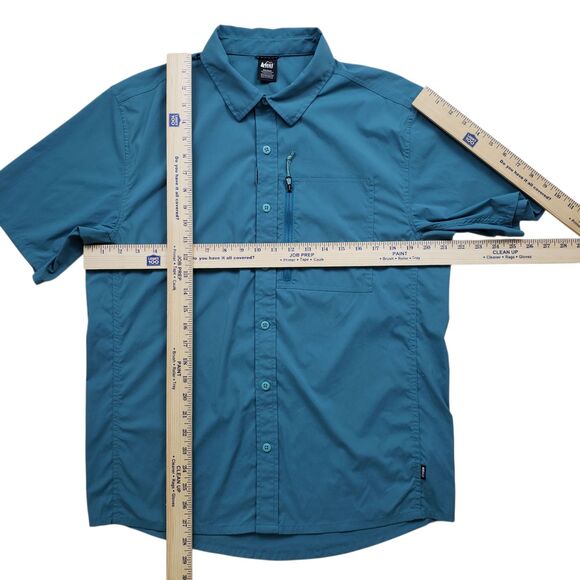 REI Co-op Trailmade Shirt Mens Medium Teal Nylon Hiking Outdoor UPF Performance - Picture 5 of 9